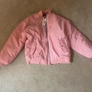 Woman’s Pink Oversized Bomber Jacket